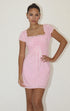 PINK COTTON EYELET LACE UP DRESS